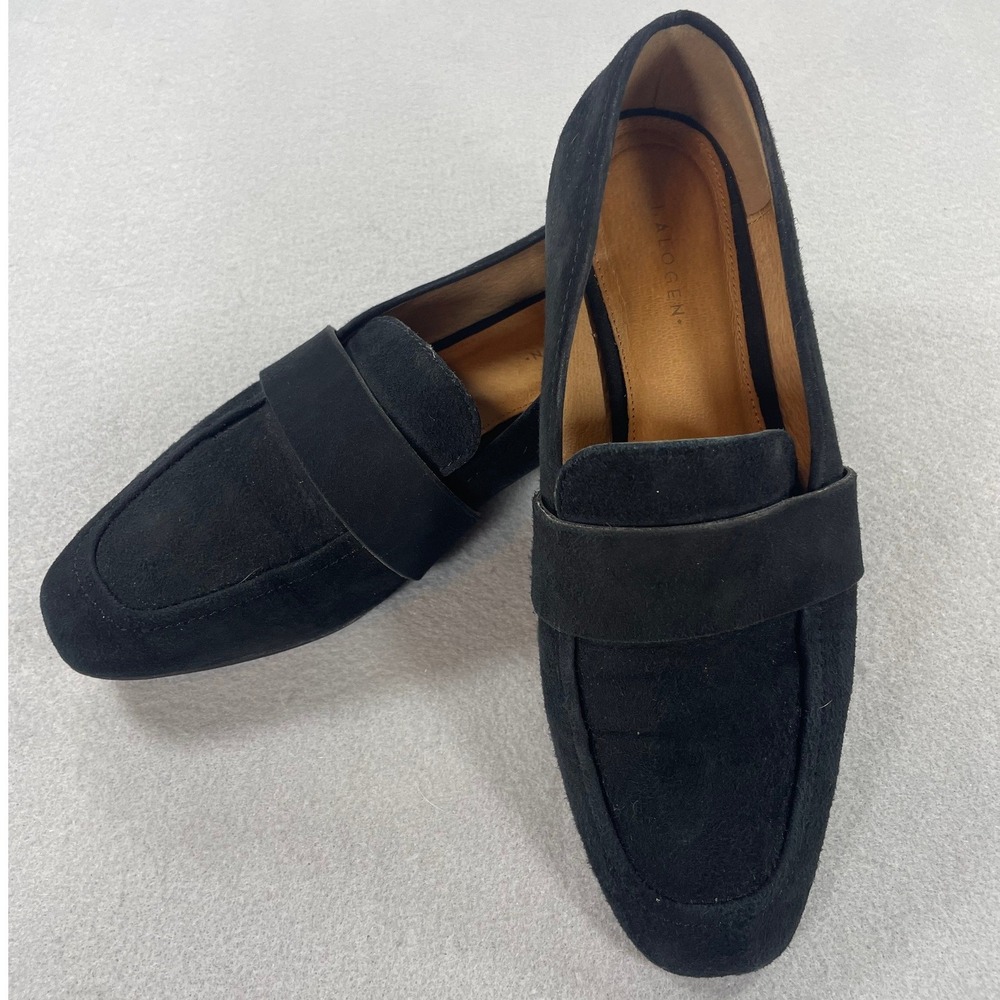 Halogen Womens Loafers Flat Shoes Black Leather Suede Size 6M